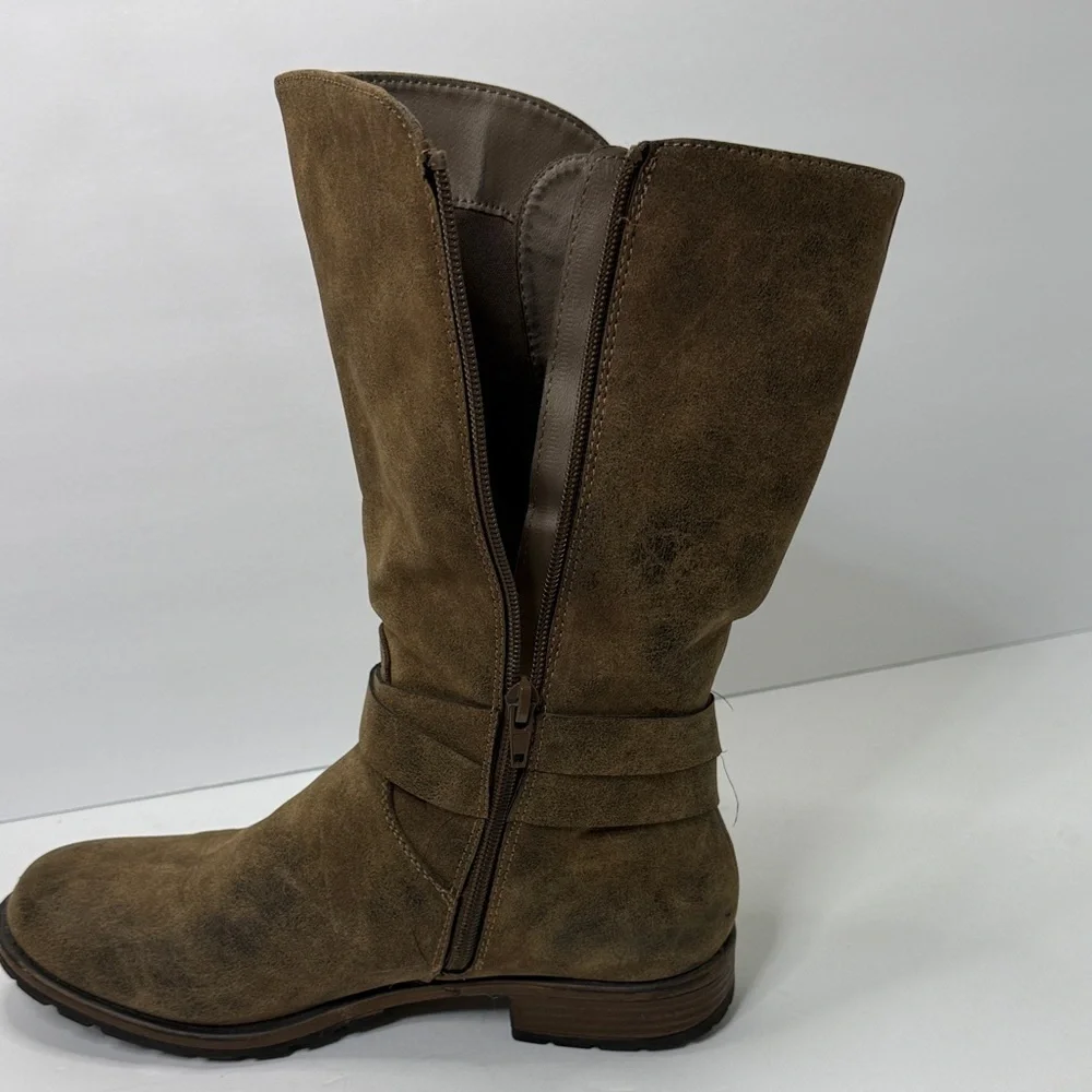 Maurices Tan Ankle Boots with Buckle Accents
